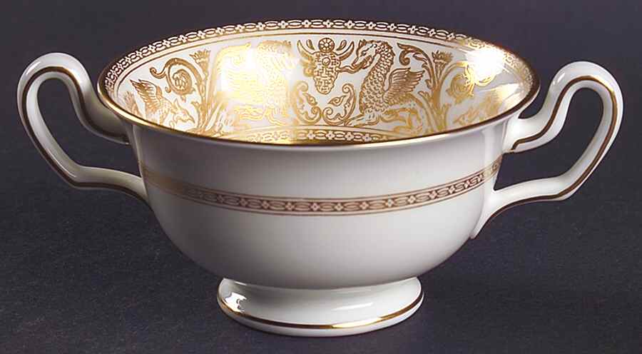 Florentine Gold (Gold Dragons, White) Footed Cream Soup Bowl by Wedgwood-1