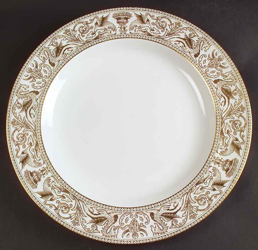 Florentine Gold (Gold Dragons, White) 13" Chop Plate (Round Platter) by Wedgwood-1