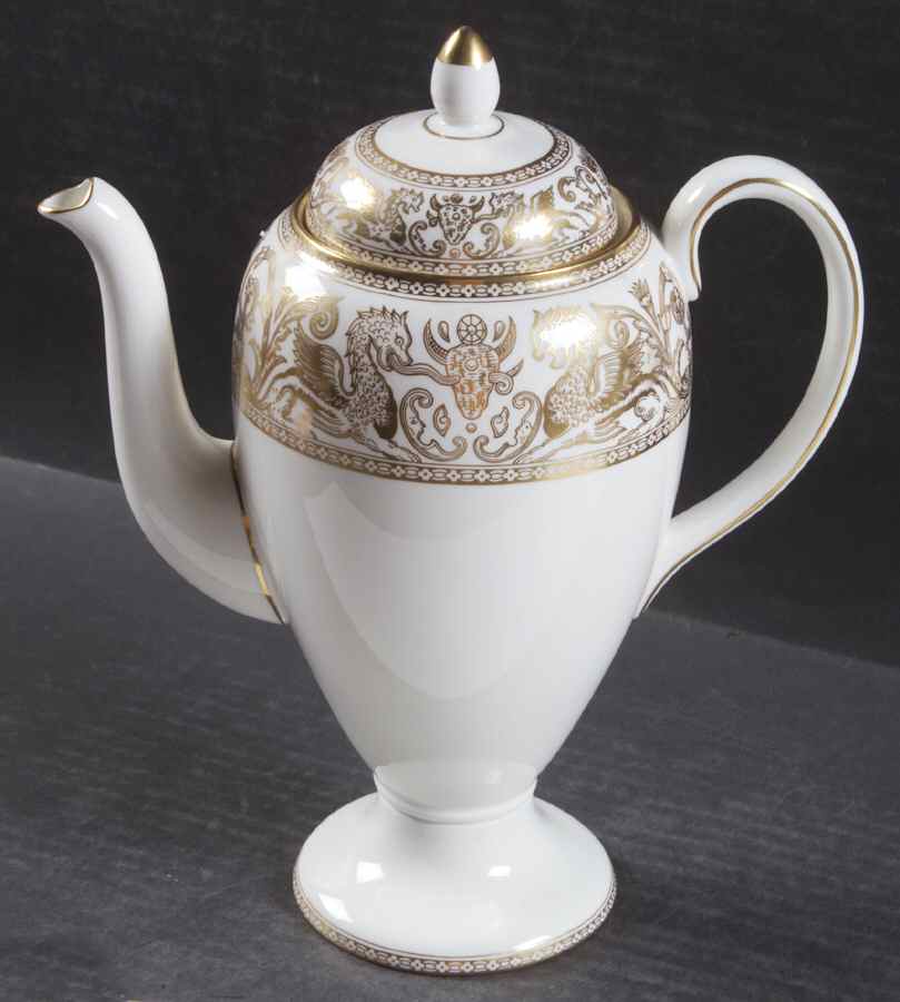 Florentine Gold (Gold Dragons, White) Coffee Pot & Lid by Wedgwood-1