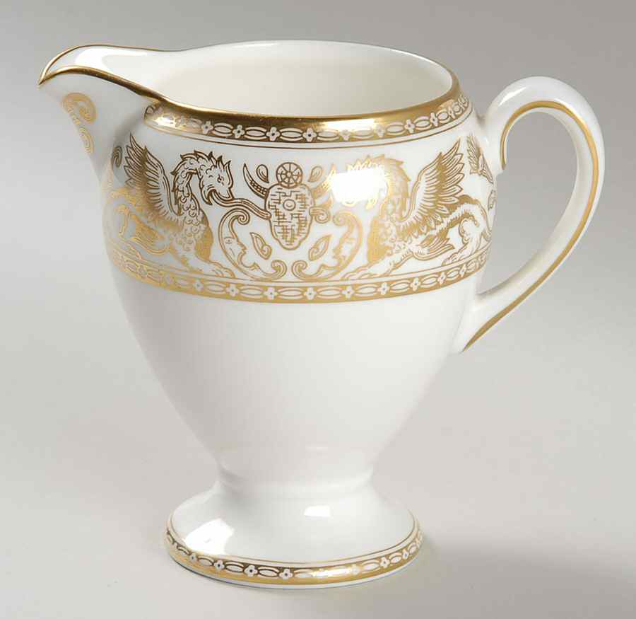 Florentine Gold (Gold Dragons, White) Globe Shape Creamer by Wedgwood-1