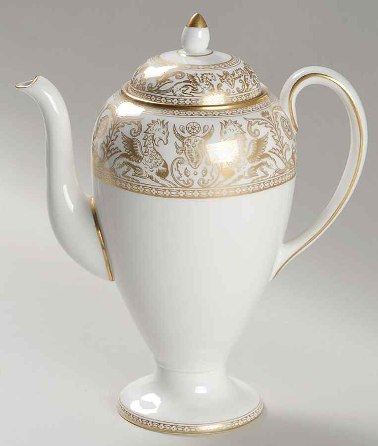 Florentine Gold (Gold Dragons, White) Mini Coffee Pot & Lid by Wedgwood-1
