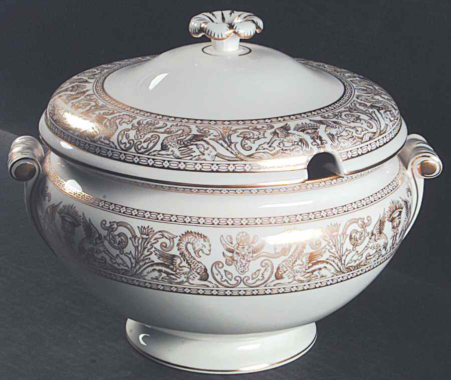 Florentine Gold (Gold Dragons, White) Tureen &  Lid by Wedgwood-1