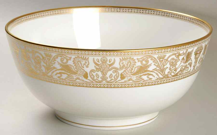 Florentine Gold (Gold Dragons, White) 9" Salad Serving Bowl by Wedgwood-1