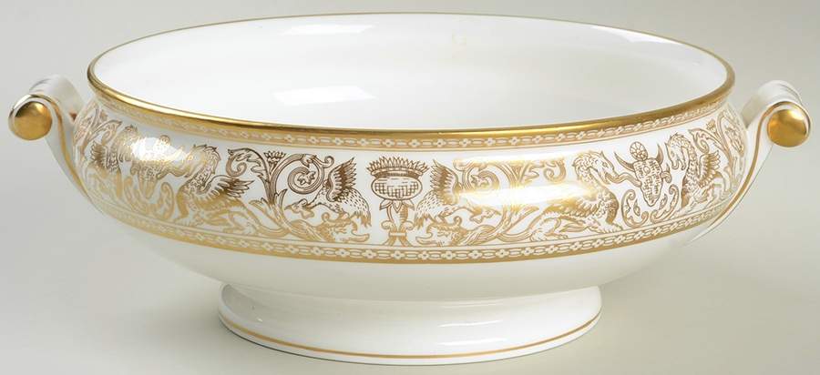 Florentine Gold (Gold Dragons, White) Round Vegetable No Lid by Wedgwood-1