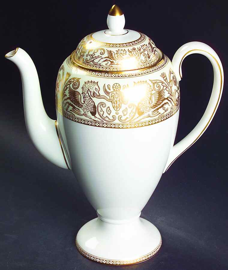 Florentine Ivory Rim (Gold Dragons) Coffee Pot & Lid by Wedgwood-1