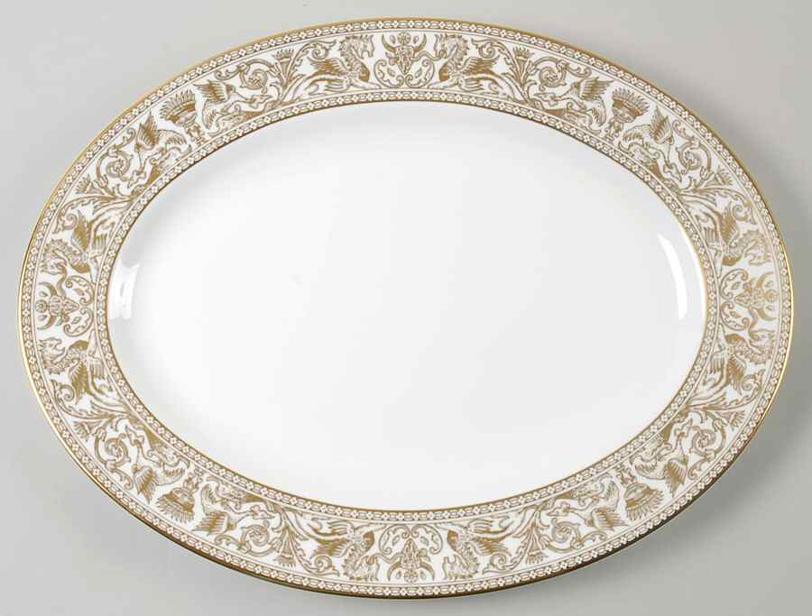 Florentine Ivory Rim (Gold Dragons) 15" Oval Serving Platter by Wedgwood-1
