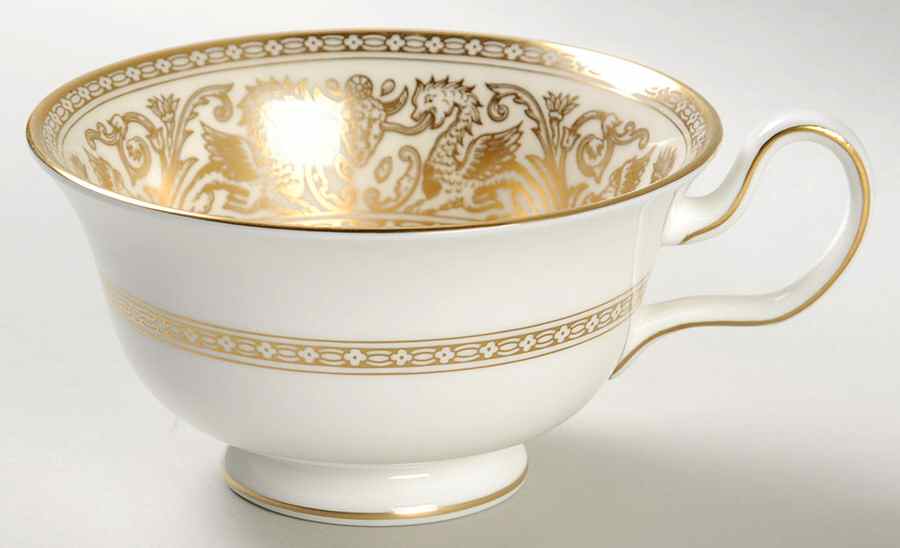 Florentine Ivory Rim (Gold Dragons) Peony Shape Footed Cup by Wedgwood-1