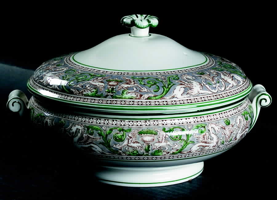 Florentine Gray and Green (No Center Design) Round Covered Vegetable by Wedgwood-1