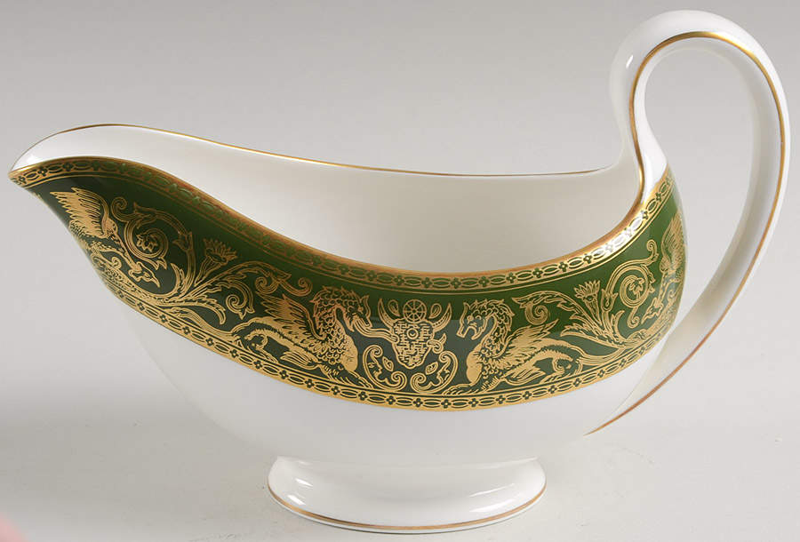 Florentine Dark Green Rim (No Floral Center) Gravy Boat by Wedgwood-1