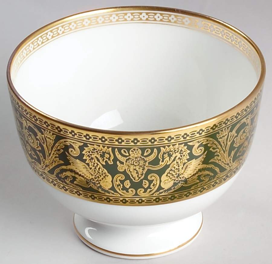Florentine Dark Green Rim (No Floral Center) Open Sugar Bowl by Wedgwood-1