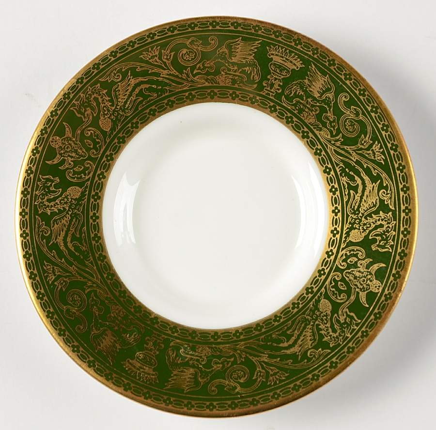 Florentine Dark Green Rim (No Floral Center) Saucer for Bond Shape Demitasse Cup by Wedgwood-1