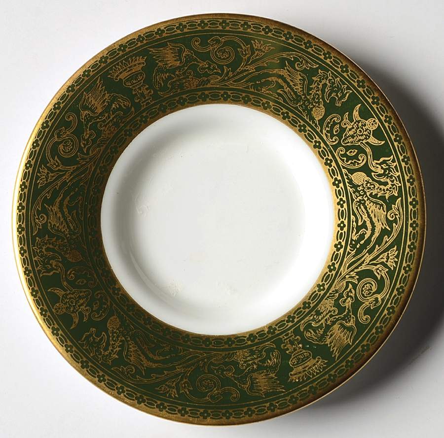Florentine Dark Green Rim (No Floral Center) Saucer for Bond Shape Demitasse Cup by Wedgwood-1