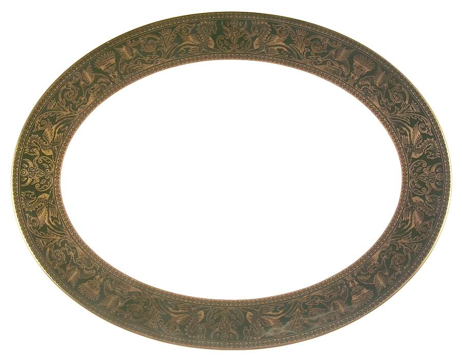 Florentine Dark Green Rim (No Floral Center) 15" Oval Serving Platter by Wedgwood-1