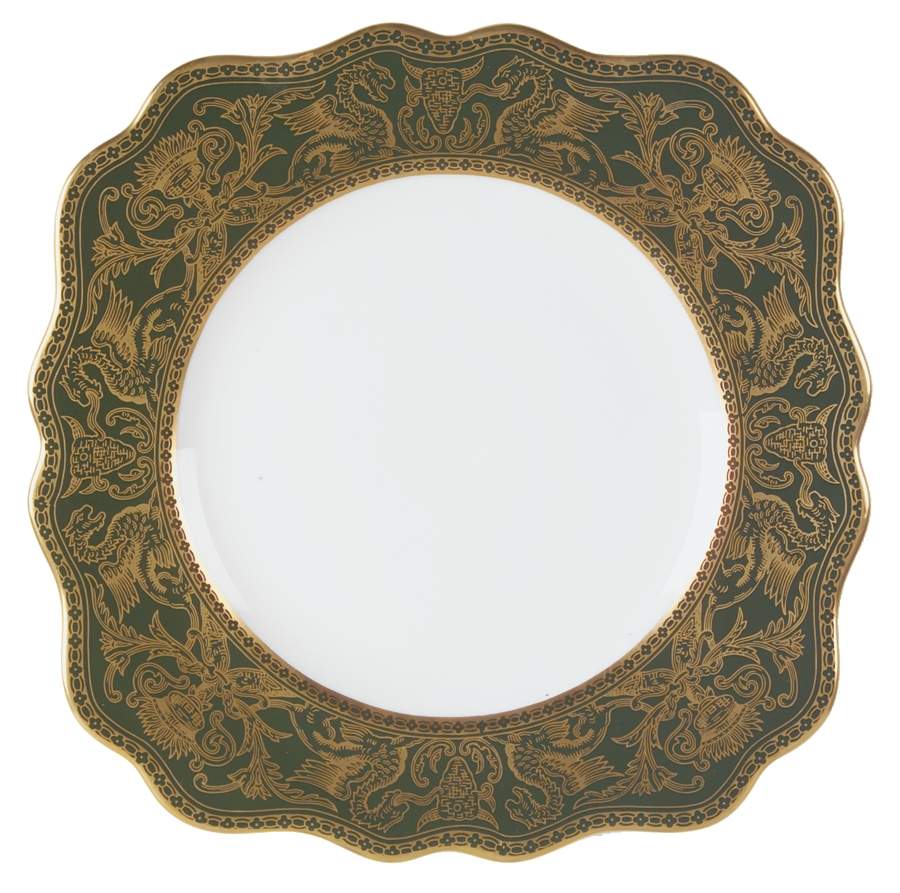 Florentine Dark Green Rim (No Floral Center) Square Luncheon Plate by Wedgwood-1