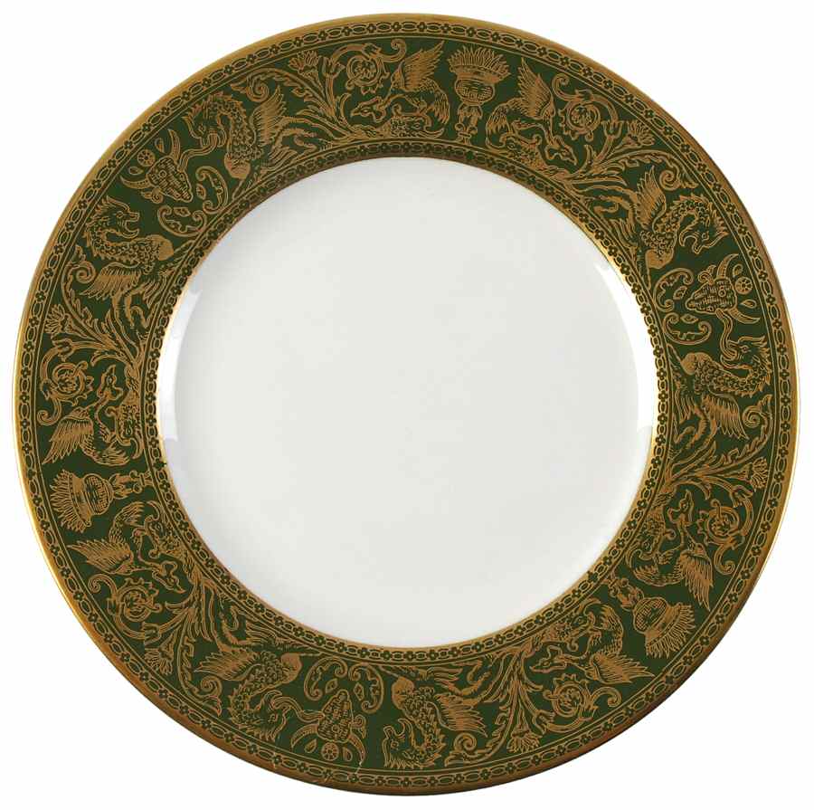 Florentine Dark Green Rim (No Floral Center) Luncheon Plate by Wedgwood-1