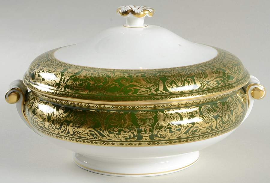 Florentine Dark Green Rim (No Floral Center) Round Covered Vegetable by Wedgwood-1