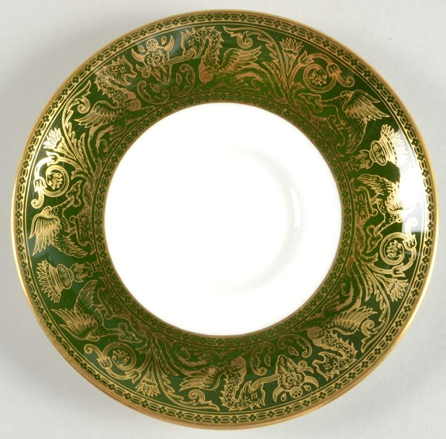 Florentine Dark Green Rim (No Floral Center) Saucer for Cream Soup Bowl by Wedgwood-1