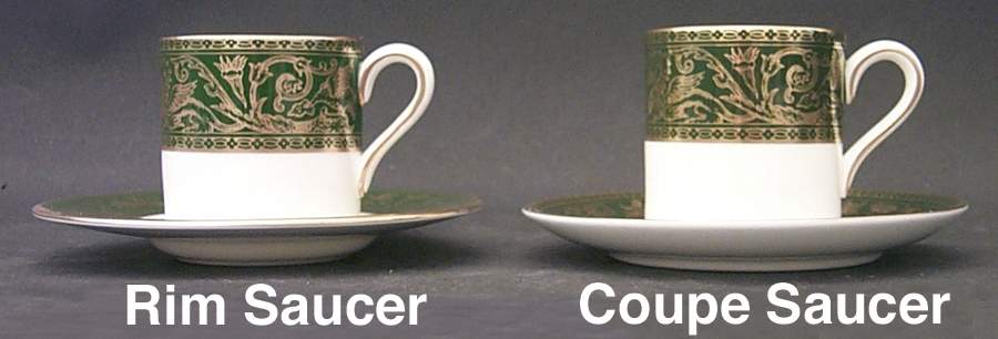 Florentine Dark Green Rim (No Floral Center) Bond Shape Demitasse Cup and Saucer Set by Wedgwood-1