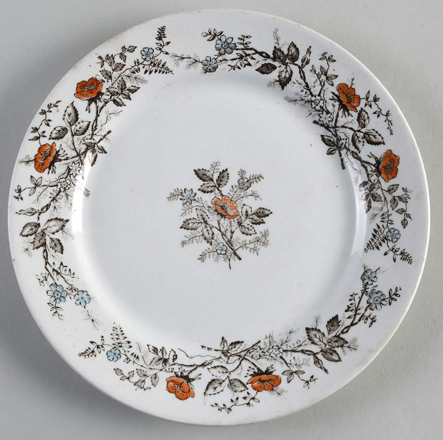 Floral (Smooth, Blue & Orange Flowers) Luncheon Plate by Wedgwood-1