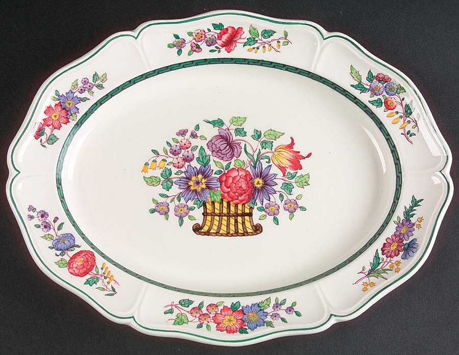 Floral (Scallop) 11" Oval Serving Platter by Wedgwood-1