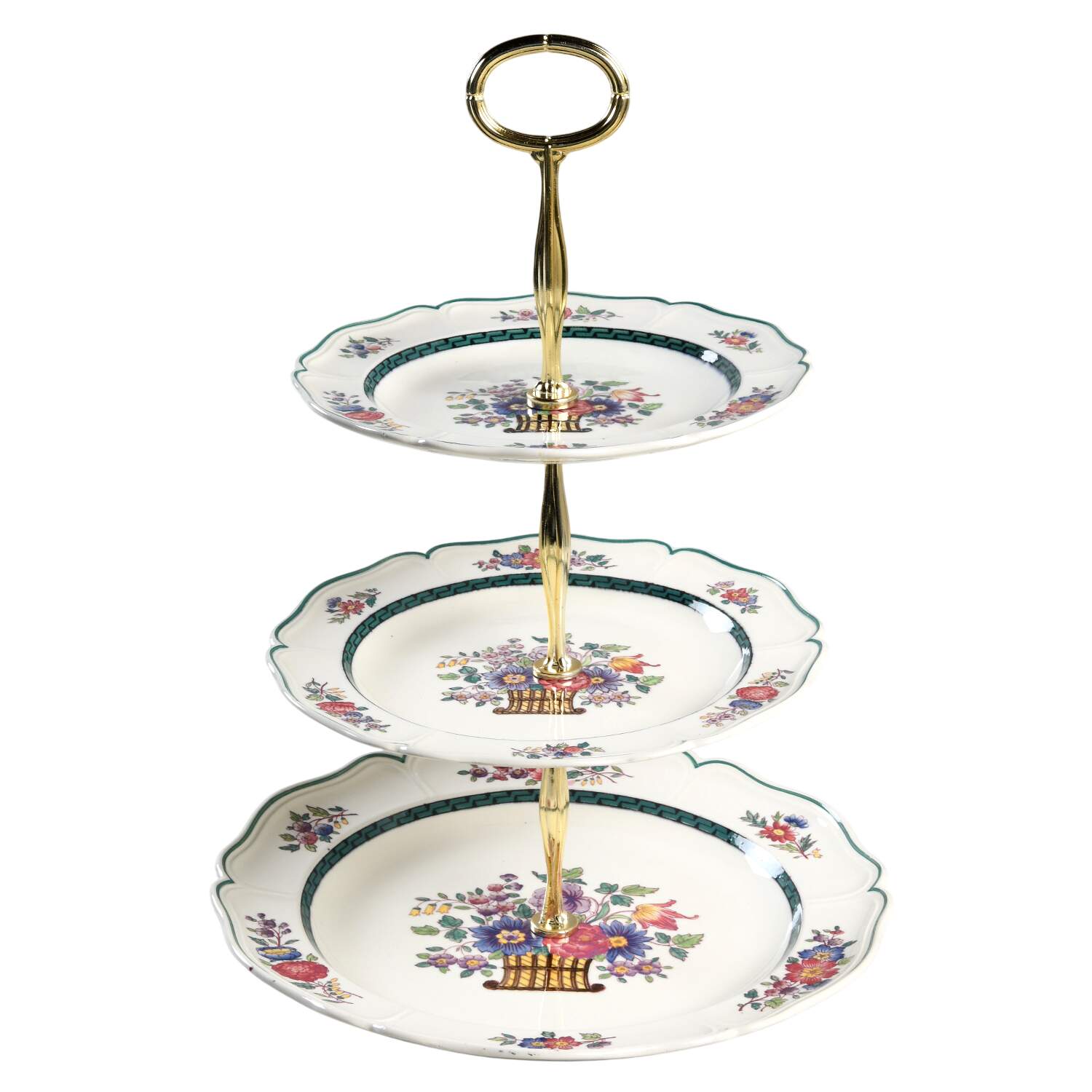 Floral (Scallop) 13 7/8"-14 1/4" 3-Tiered Serving Tray(DP,SP,BB) HC by Wedgwood-1