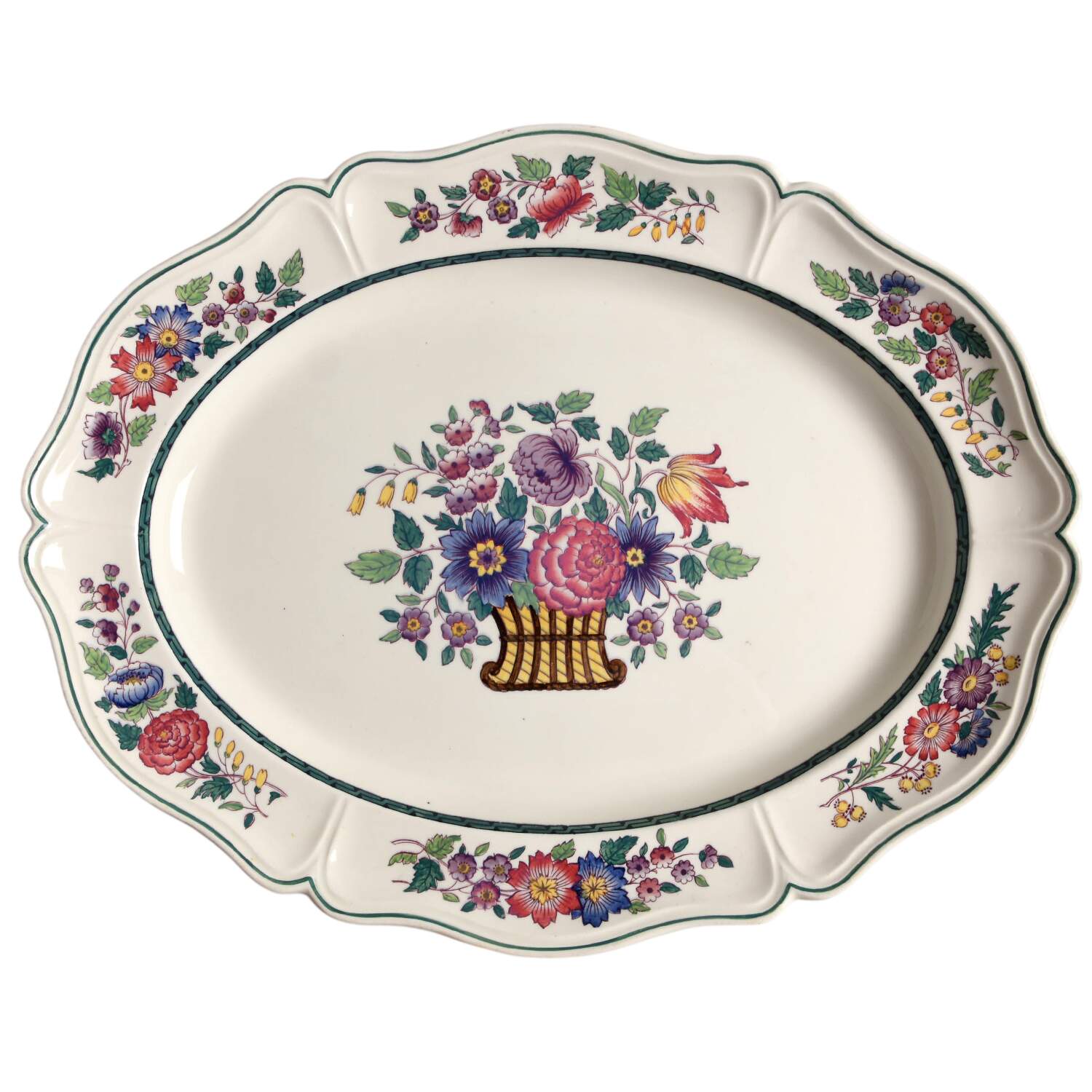 Floral (Scallop) 17" Oval Serving Platter by Wedgwood-1