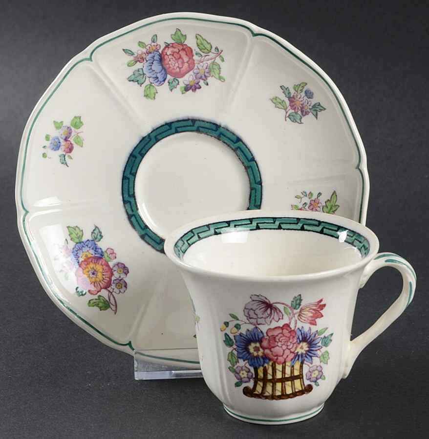Floral (Scallop) Flat Demitasse Cup & Saucer Set by Wedgwood-1