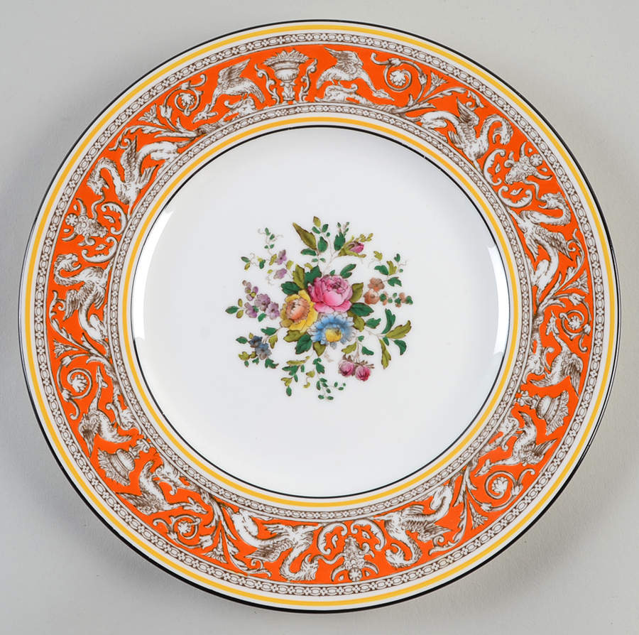 Florentine Coral (Red Flower Center) Luncheon Plate by Wedgwood-1