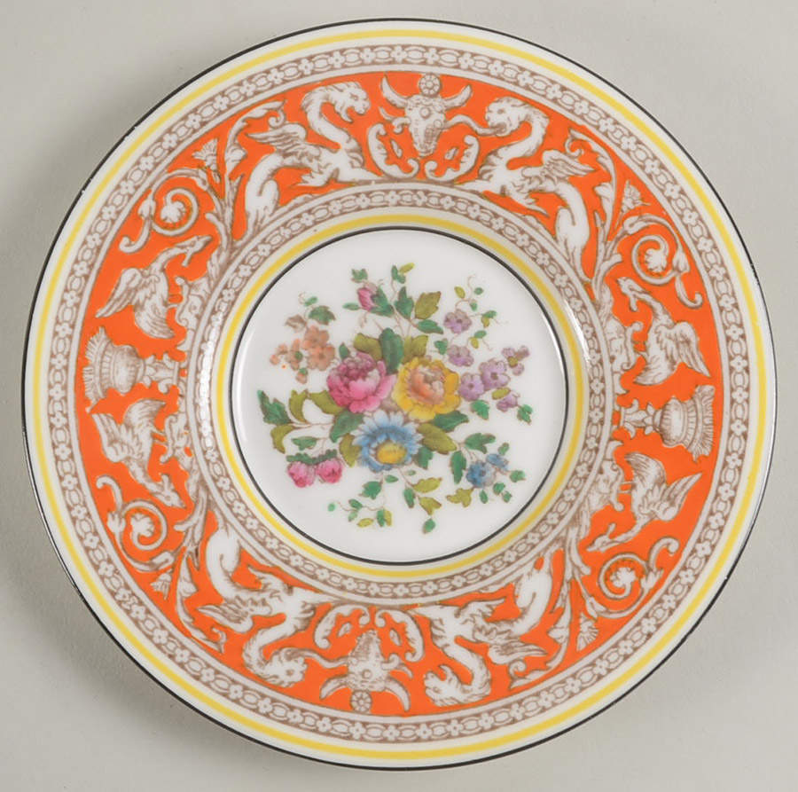 Florentine Coral (Red Flower Center) Saucer for Demitasse Cup by Wedgwood-1
