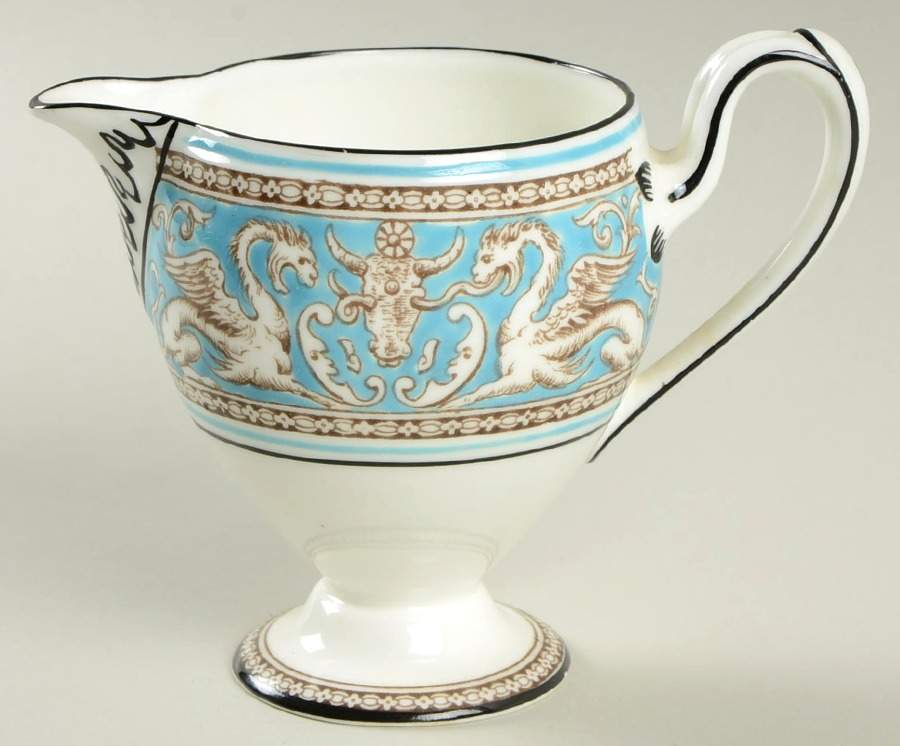 Florentine Turquoise Rim (Fruit Center, White Body) Globe Shape Creamer by Wedgwood-1