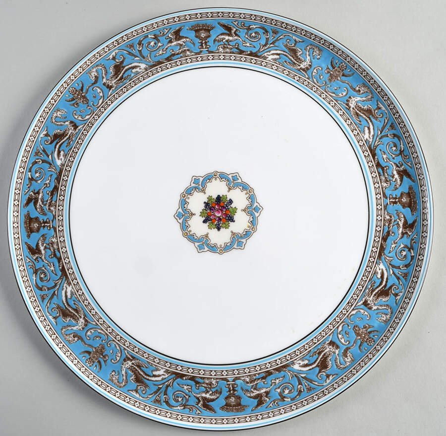 Florentine Turquoise Rim (Fruit Center, White Body) Tart Dish by Wedgwood-1