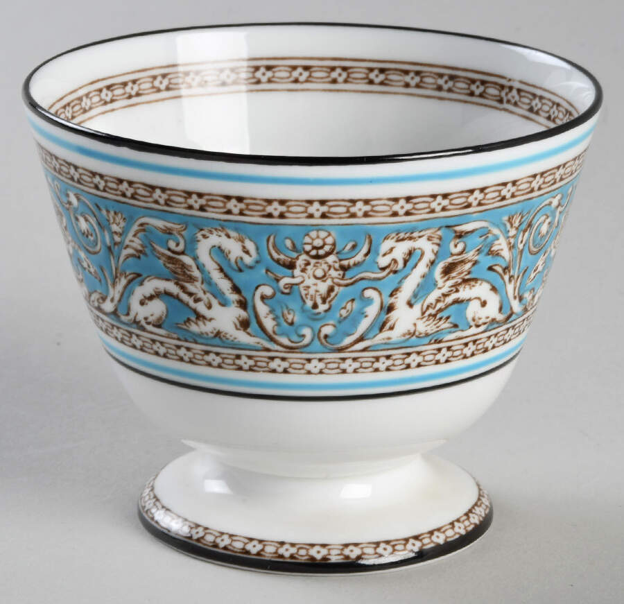 Florentine Turquoise Rim (Fruit Center, White Body) Open Sugar Bowl by Wedgwood-1