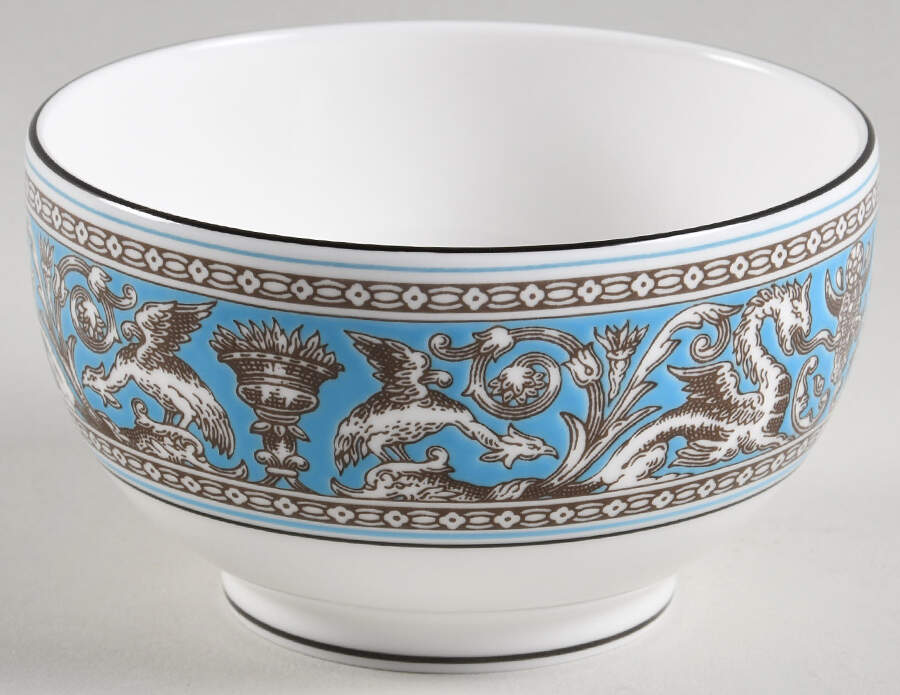 Florentine Turquoise Rim (Fruit Center, White Body) Rice Bowl by Wedgwood-1
