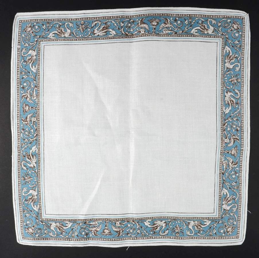 Florentine Turquoise Rim (Fruit Center, White Body) Linen Napkin by Wedgwood-1