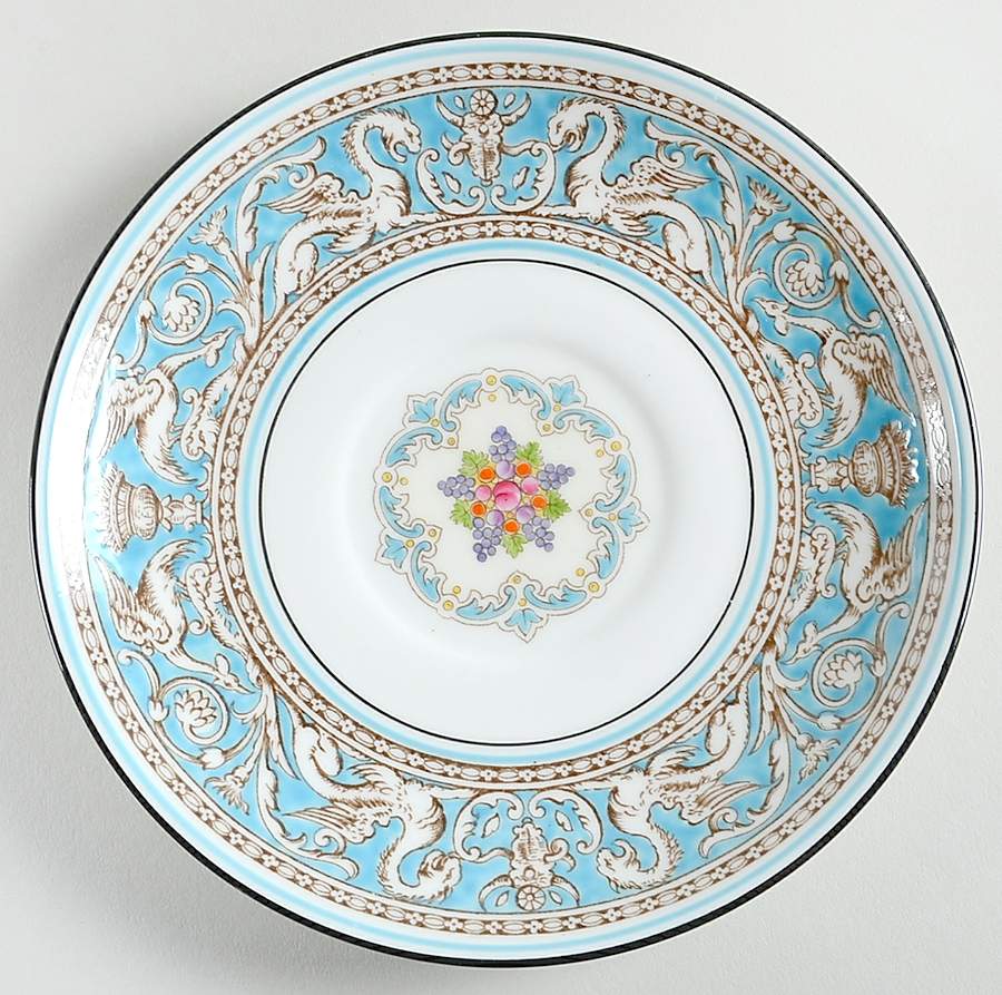 Florentine Turquoise Rim (Fruit Center, White Body) Saucer for Footed Cream Soup Bowl by Wedgwood-1