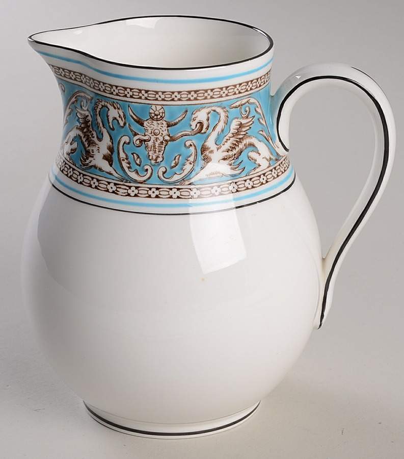 Florentine Turquoise Rim (Fruit Center, White Body) 16 Oz Pitcher by Wedgwood-1