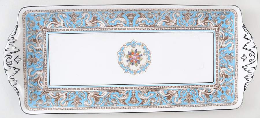 Florentine Turquoise Rim (Fruit Center, White Body) Large Sandwich Tray by Wedgwood-1