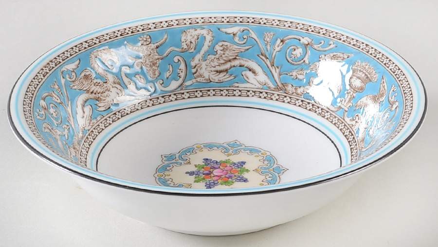 Florentine Turquoise Rim (Fruit Center, White Body) Coupe Cereal Bowl by Wedgwood-1