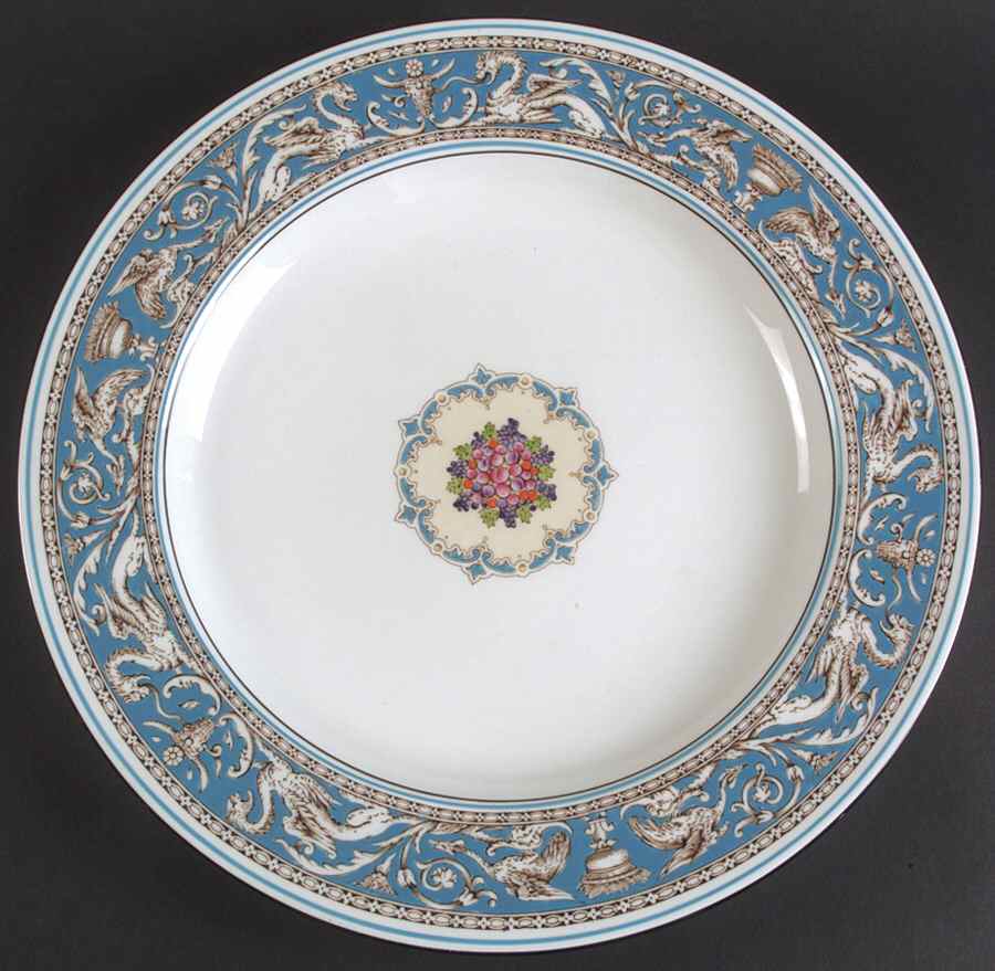 Florentine Turquoise Rim (Fruit Center, White Body) 15" Chop Plate (Round Platter) by Wedgwood-1