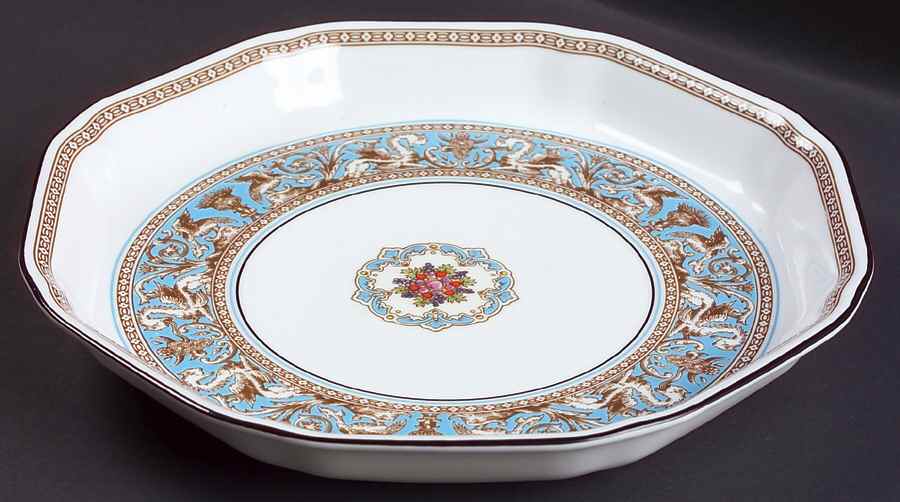 Florentine Turquoise Rim (Fruit Center, White Body) Octagonal Dish by Wedgwood-1