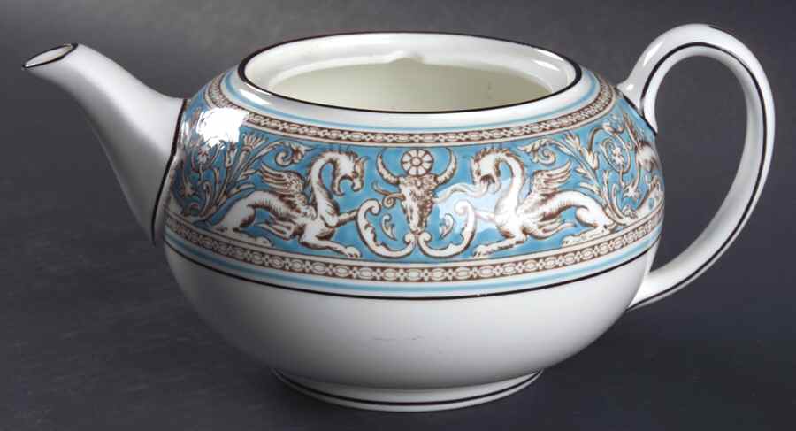 Florentine Turquoise Rim (Fruit Center, White Body) Small Teapot No Lid by Wedgwood-1
