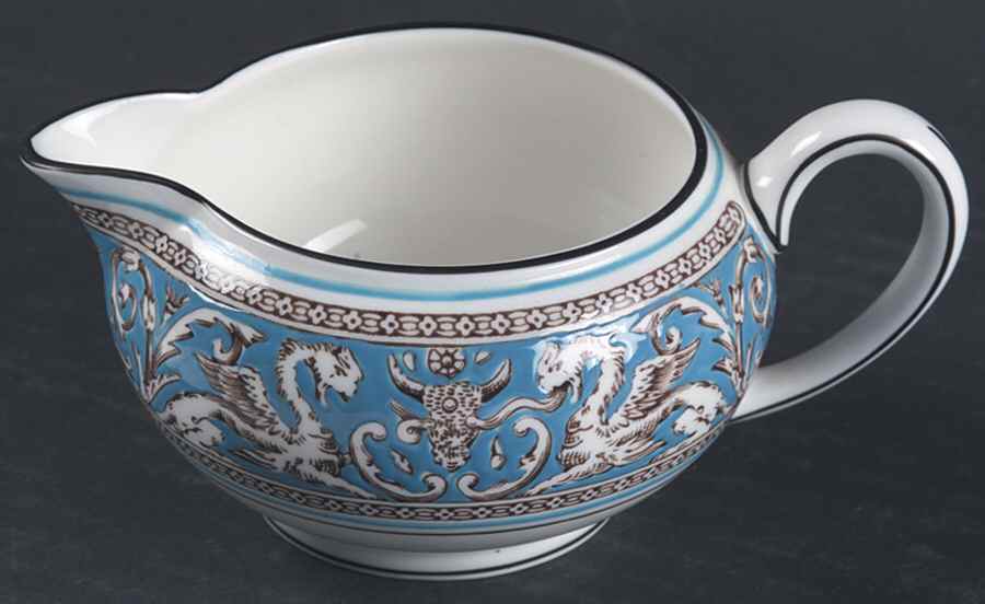 Florentine Turquoise Rim (Fruit Center, White Body) 146 Shape Creamer by Wedgwood-1