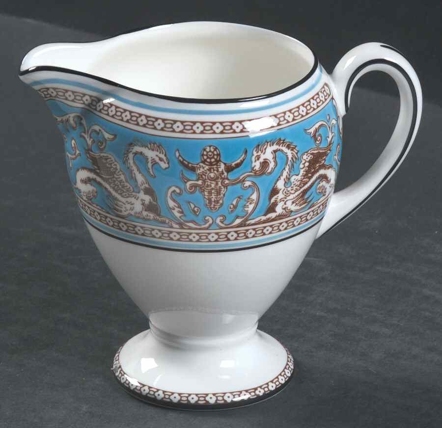 Florentine Turquoise Rim (Fruit Center, White Body) Globe Shape Creamer by Wedgwood-1