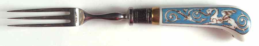 Florentine Turquoise Rim (Fruit Center, White Body) Individual Fruit Fork with Stainless Tines by Wedgwood-1