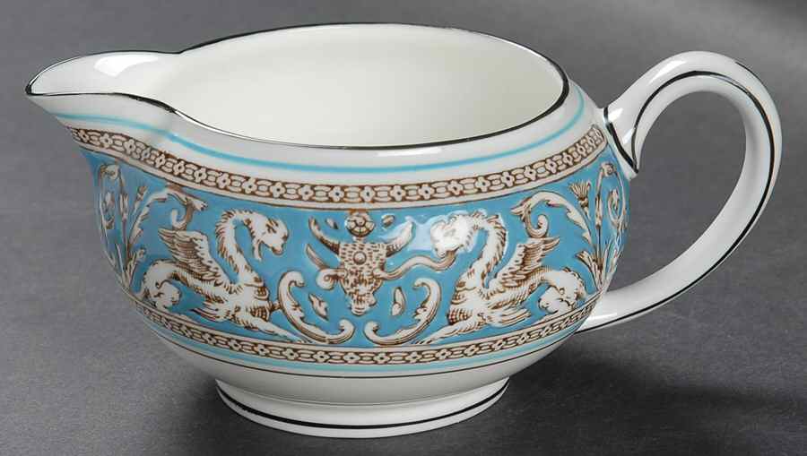 Florentine Turquoise Rim (Fruit Center, White Body) 146 Shape Creamer by Wedgwood-1