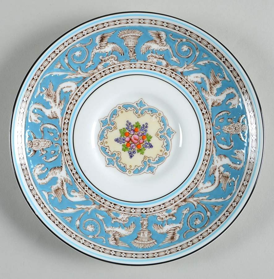 Florentine Turquoise Rim (Fruit Center, White Body) Saucer for Cream Soup Bowl by Wedgwood-1