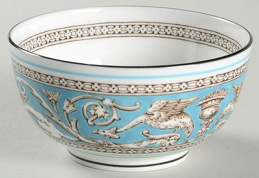 Florentine Turquoise Rim (Fruit Center, White Body) Mini Sugar Bowl & Lid by Wedgwood-1