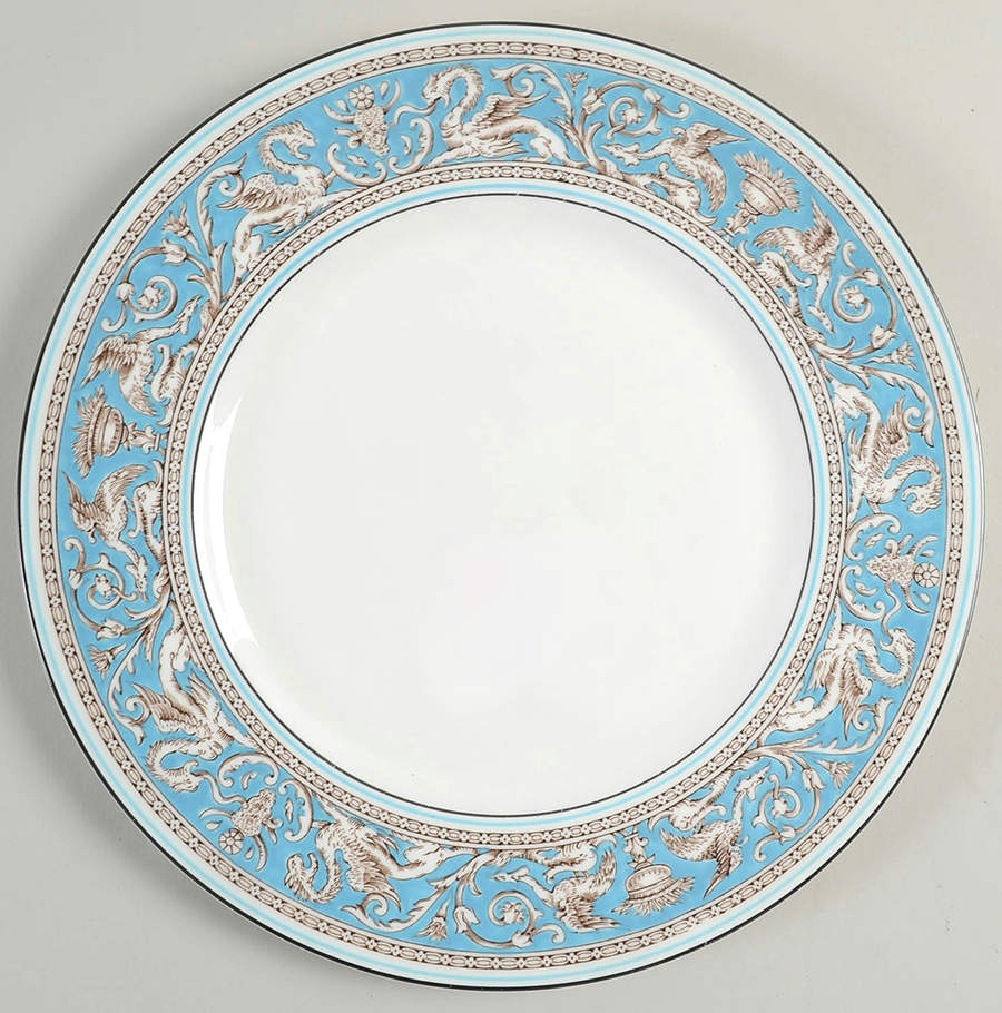 Florentine Turquoise Rim (No Center, White Body) Dinner Plate by Wedgwood-1