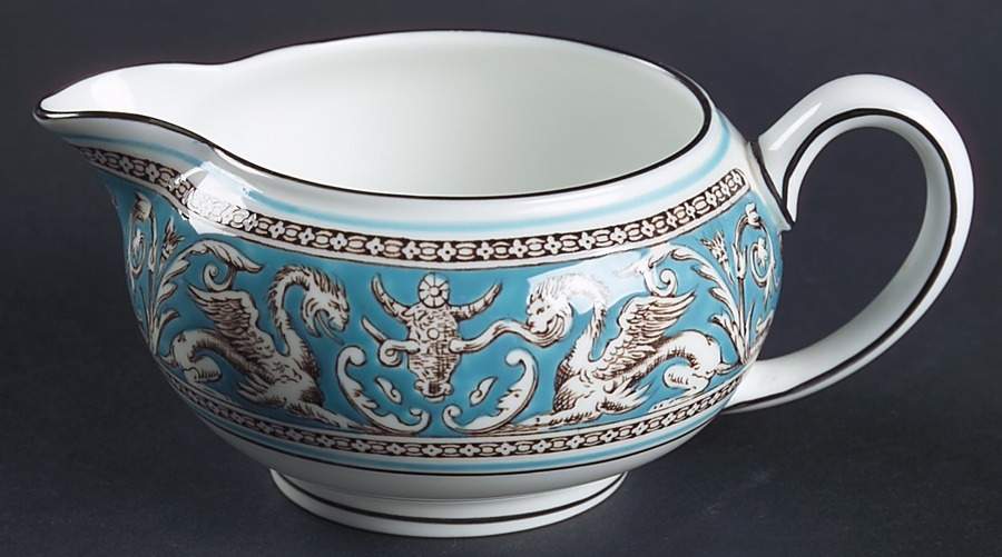 Florentine Turquoise Rim (No Center, White Body) 146 Shape Creamer by Wedgwood-1