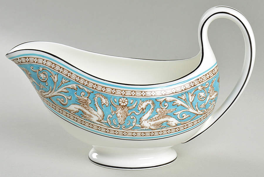 Florentine Turquoise Rim (No Center, White Body) Gravy Boat by Wedgwood-1